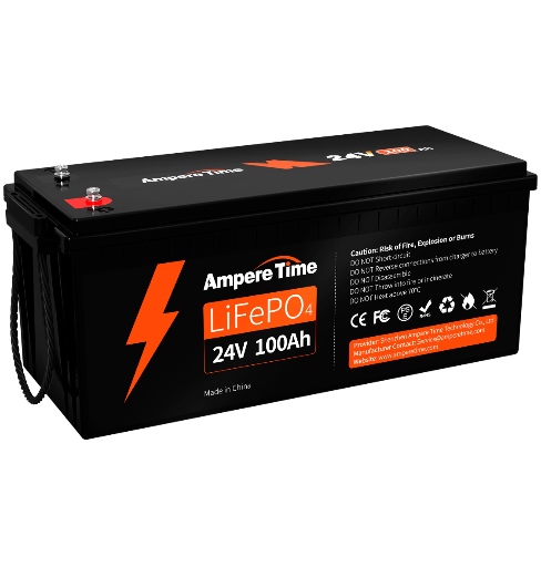 Baterie litiu, Ampere Time, 24V, 100Ah, Negru BMS 100A 4000 cicluri