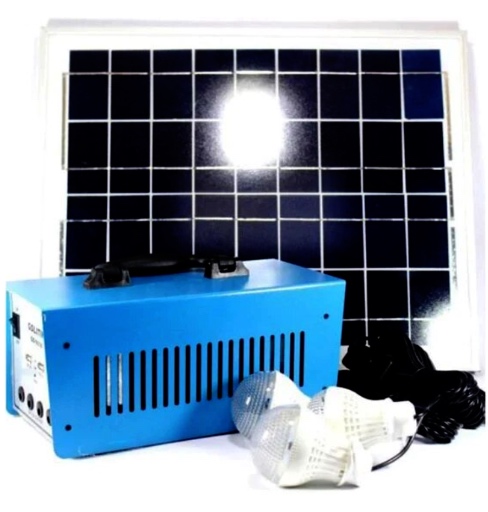 Kit Solar Camping Gd-8018 cu Invertor 220v Sistem Camping cu 3 Becuri Incarcare cu Panou Solar sau Retea