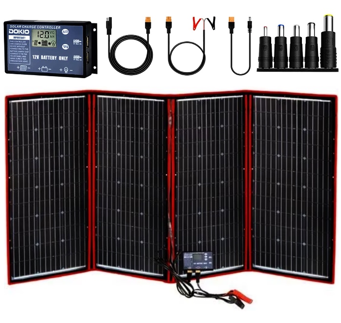 Set de panouri solare, Pliabile, 300W, Monocristalin, 12V, Cu invertor, Cu cablu de 3 metri